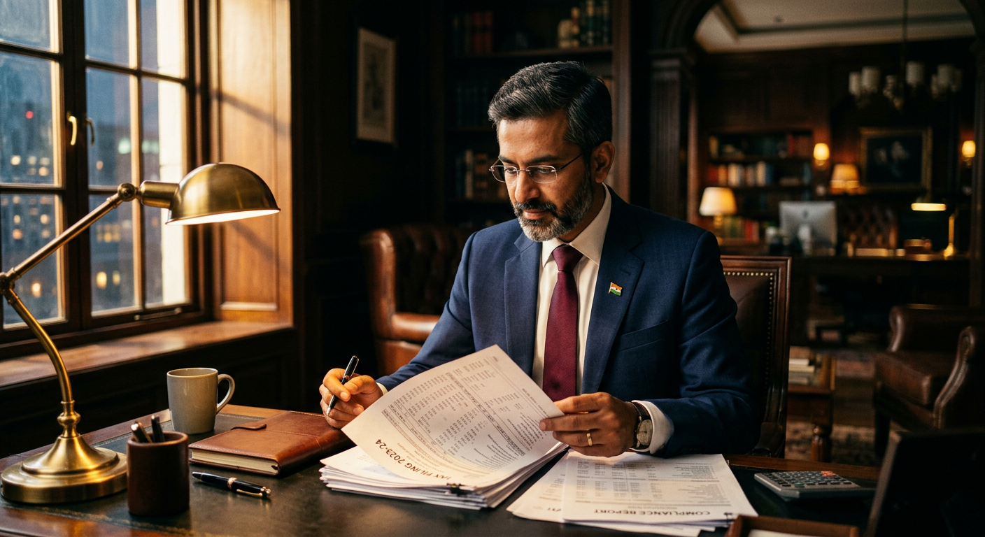 Consultant reviewing tax documents